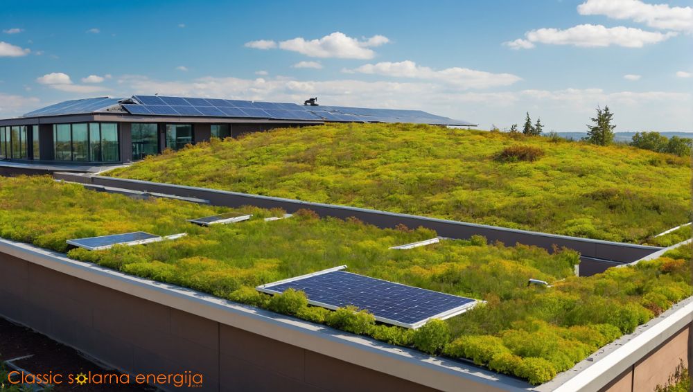 dachtyp gründach mit vegetation und solar